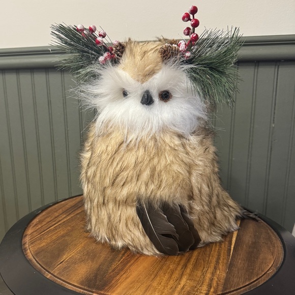Holiday Snowy Owl Tree Topper Christmas Decor - New - Picture 1 of 7